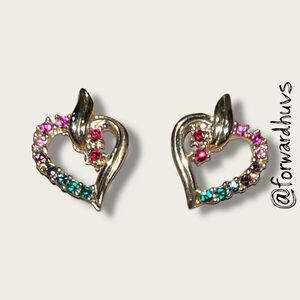 Bundle Sale 3 for $15 | Vintage Roman Rhinestone Heart Earrings